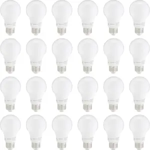 Amazon Basics Non-Dimmable LED Light Bulbs, Long Lasting, 9W, E26 Base, 5000K Daylight White, A19, 60W Equivalent, 24-Pack