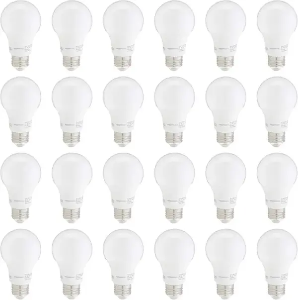 Amazon Basics Non-Dimmable LED Light Bulbs, Long Lasting, 9W, E26 Base, 5000K Daylight White, A19, 60W Equivalent, 24-Pack